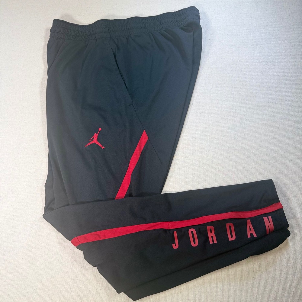 Jordan Youth XL Dry-FIT Athletic Pants Black Red Jumpman Joggers